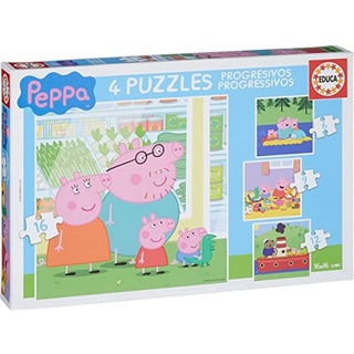 Educa Peppa Pig 6/9/12/16 Teilen, Puzzle für Kinder ab 3 Jahren, Mehrfarbig