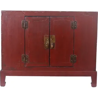 Fine Asianliving Antiker Chinesischer Schrank Rot - Tianjin China W90xD54xH72cm Chinesischer Schrank Chinesischer Hochzeitsschrank Orientalische Möbel Asiatische - Rot