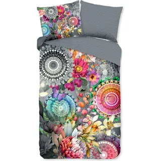 HIP Bettbezug "Mandalas und Blumen" - grau - (140x200/220 cm) - Baumwolle Satin - Grau
