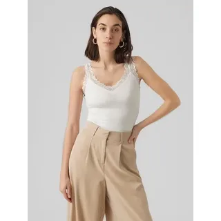 Vero Moda Trägertop "VMROSA SL TOP JRS NOOS" Viskosemischung, Spitzen Detail, snow weiß