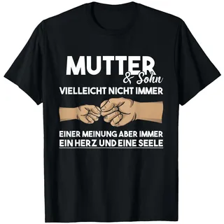 Look Mama Mutter Sohn vielleicht nicht immer einer Meinung T-Shirt, Herren, Schwarz, M