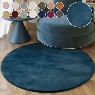 Esprit Alice Fellteppich Ø 100 cm Blau/Petrol