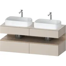 Duravit Qatego Konsolenwaschtischunterbau, 2 Auszüge, 2 Schubkästen, 2 Ausschnitte, 1400x550x600mm, Nische Eiche Mamoriert, QA4767055, Farbe: Taupe Matt