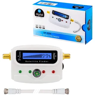 HB DIGITAL SATFINDER mit LCD Anzeige Kompass und Ton + F-Verbindugskabel + Deutsche Anleitung + vergoldete Anschlüsse * zur Justierung Ihrer Sat Antenne * mit Horizontal/Vertikal und 22kHz Anzeige