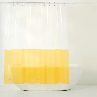 TOWN & COUNTRY PLAY Ciara Mod Colorblock Duschvorhang, 100% PEVA, mit rostfreien Ösen, wasserdicht, transparent/gelb, 178 x 183 cm