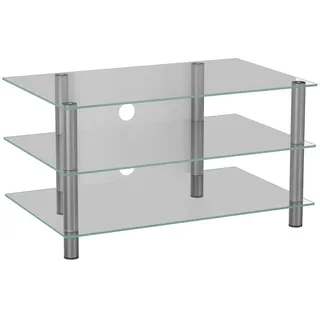 VCM Netasa TV-Rack 95 x 46 x 42 cm Silber/Transparent Aluminium/Glas