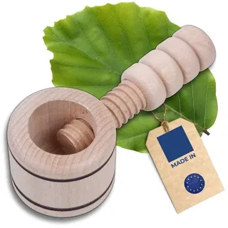 HOFMEISTER® Nussknacker Holz groß 12 cm – Walnüsse knacken mit wenig Kraft, Schraubgewinde, Buche naturbelassen, Handarbeit (1 Stück)