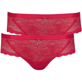 Brasilslip LISCA "2er Pack Damen Brazilian Slip Evelyn", Damen, Gr. 42, rot, Spitze, Obermaterial: 80% Polyamid PA. 20% Elasthan EL., Unterhosen Brasilslip