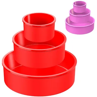 Silikon Backform Rund 3Pcs - Silikon Backformen - Silikonformen Backen - Backform für Heißluftfritte - Kuchenform & Gugelhupfform - Silikonform Heißluftfritteuse - Obstkuchenform - Springform SILIKON