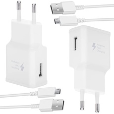 KAIMENGLONG 2 Pack Ladegerät Schnelladegerät Netzteil mit Micro USB Schnellladekabel 1.5M für Samsung Galaxy S7 S7 Edge A10 A10s A10e A6 A6+ 2018 S6 S5 S4 Xcover 4 3 J4+ J6+ A3 A5 A7 J3 J5 J7 Tab