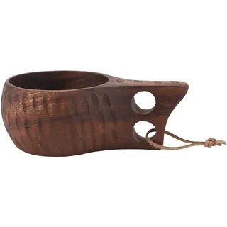 HAOHIZE Holzbecher, 350 ml Bulgurcups, Latte Macchiato Gläser, Kupilka, Tragbar Holzfass, Holztassen mit Griff, Kaffeetasse aus Holz, Trinkbecher für Kaffee, Tee, Milch, Getränke (Dunkle)