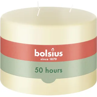 Bolsius 3-Docht-Stumpenkerze XXL – Elfenbein – Mehrdocht – Lange Brenndauer von 50 Stunden – Extra Groß – Haushaltskerze – Innendekoration – Duftfrei – Natürliches veganes Wachs – 10 x 15 cm – 1,41 kg