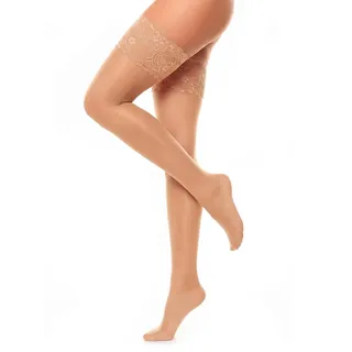 GLAMORY Damen Comfort 20 Halterlose Strümpfe, Teint, L Große Größen EU