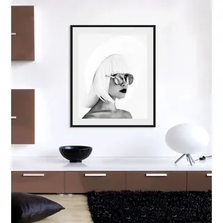 Bild QUEENCE "Jessica", weiß (farbe rahmen: schwarz, farbe bild(er): weiß), B:50cm H:70cm, Acrylglas, Holz, Papier, Bilder, Bild, HD Premium Poster-Druck inkl. Holzrahmen