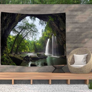 Ulticool – Wasserfall Bäume Natur - Wandteppich Poster - 200x150 cm - Gartenposter - Wandteppich groß – Dekoration Zubehörteil für Garten und Wohnzimmer