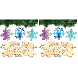 Baker Ross AX403 3D Schneeflocken Deko Aus Holz Bastelset Für Kinder - 6 Stück, Festliche Kreativsets Und Bastelbedarf Zum Basteln Und Dekorieren Zur Weihnachtszeit, Mittel (Packung mit 2)
