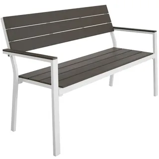 tectake Gartenbank aus Aluminium Line, 128 x 59 x 88 cm, hellgrau/weiß , Hellgrau, Weiß , Metall , Patchwork , 59x88x128 cm , Ce , Gartenmöbel, Gartenbänke