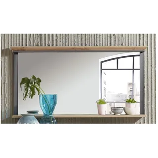 Lomadox Spiegel mit Rahmen und Ablageboden JÜLICH-36 Landhaus Wandspiegel Graphit und Artisan Eiche Nb. B/H/T: 142/74/16 cm