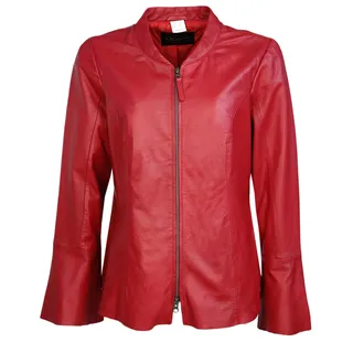 Bikerjacke JCC "Lederjacke 31019218", Damen, Gr. 42, rot, Obermaterial: 100% Lammleder LEL. Futter: 100% Polyester PES., Jacken Bikerjacke