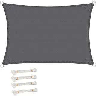 WOLTU Sonnensegel Rechteck 5x7m Grau wasserabweisend Sonnenschutz Polyester Windschutz mit UV Schutz für Garten Terrasse Camping