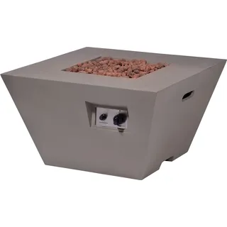 dobar® Großer Outdoor Terrassenkamin Gas Terrassenofen – Stein-Optik, inklusive Abdeckung – Ohne Holz