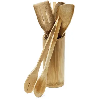 Relaxdays Küchenhelfer Set Bambus 7-teilig 30 cm lang