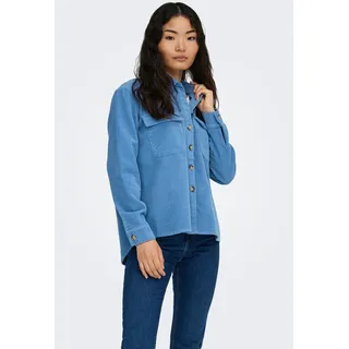 Cordjacke ONLY "ONLAMAZING L/S CORD SHACKET PNT", Damen, Gr. L, riviera, Cord, Obermaterial: 100% Baumwolle, unifarben, Po-bedeckend, Jacken Cordjacke