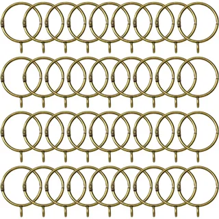 INCREWAY Vorhangringe, 36 Stück, Schiebeösenringe, Metall, zum Öffnen und Schließen, Drapierringe, Haken für Fensterstangen, Duschvorhänge, 3,8 cm Innendurchmesser, Bronze