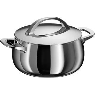 BergHOFF Home Kochtopf 20 cm, Induktionstopf, Edelstahl mit Deckel, Für Induktion & alle Herdarten, Backofenfest, Spülmaschinengeeignet, 3,7 l, Stellar Steel - Grau