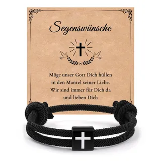 MANVEN Kommunion Geschenk für Mädchen Jungen Taufe Kreuz Armband | Geschenk für Kinder Tauf Firmung Geburt Taufpaten Erstkommunion Konfirmation
