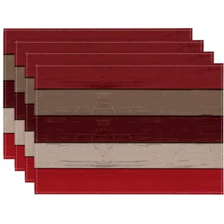 Artoid Mode Rot Planken Antik Alt Rustikal Holz Herbst Platzsets 4er Set, 30x45cm Urlaub Tischsets Waschbar Platzdeckchen Küche Party Deko