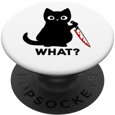 Katze was? Lustige mörderische Katze mit Messer PopSockets mit austauschbarem PopGrip