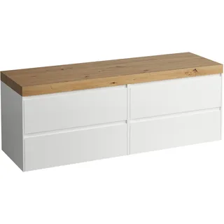 LAUFEN LANI Waschtischplatte wildeiche inklusive Unterschrank, ohne Ausschnitt, 1570x495x580mm, H4065901122611, Farbe: Weiß glänzend