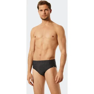 Badeslip SCHIESSER "Nautical Casual", Herren, Gr. 5, N-Gr, schwarz (000, schwarz), Gewirkt, Baumwolle, Elasthan, unifarben mit Farbeinsatz, Badehosen Badeslip, mit weißen Streifen