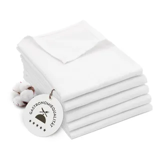 ZOLLNER 5er Set Geschirrtücher Baumwolle in 50x70 cm - super saugstarke und robuste Küchentücher - waschbar bis 60°C – in weiß - Gastronomiequalität - Oeko Tex® Zertifiziert