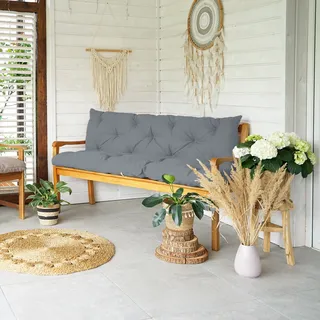 4L Textil Gartenbankauflage UV-beständig Sitzkissen und Rückenkissen Hollywoodschaukel Auflage wetterfest (120x60x50 cm, Dunkelgrau) - Dunkelgrau