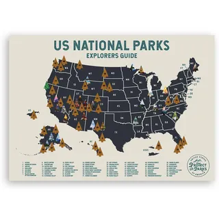 Epic Adventure Maps Poster zum Abkratzen des Nationalparks USA (61 x 43,2 cm) – interaktives Reiseposter zum Abkratzen von Bildern Aller 60 US-Nationalparks – tolles Geschenk für Papa 24x17 beige