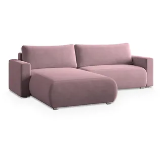 Masseno Ecksofa Turin M Lila Velours-Stoff mit Schlaffunktion , Holz , L-Form,L-Form , 265x183 cm , Wohnzimmer, Sofas & Couches, Wohnlandschaften, Ecksofas