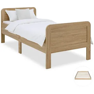 Homestyle4u 2653, Komfortbett 90x200 mit Lattenrost, Bett Senioren Seniorenbett, Komforthöhe NaturHolz Massiv extra hoch - Naturbelassen
