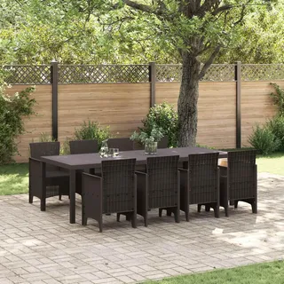 vidaXL Garten Essgruppe 9 pcs Braun Polypropylen - Braun