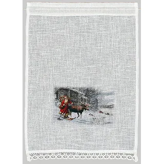 HOSSNER - ART OF HOME DECO Scheibengardine Weihnachtsmann Stangendurchzug 40 x 90 cm Beige 1 Stk.