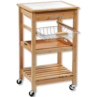 Kesper Servierwagen , Holz , Bambus , massiv , rechteckig , 49x81x38 cm , Fsc , herausnehmbares Tablett , Esszimmer, Barmöbel, Barwagen