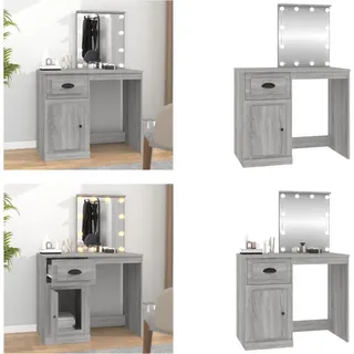 vidaXL Schminktisch mit LEDs Grau Sonoma 90x50x132,5 cm Holzwerkstoff - Schminktisch - Schminktische - Kosmetiktisch - Frisiertisch - Grau