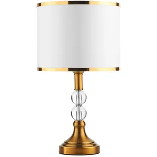 HvKvHvY Kristall Goldene Tischlampe, E27 Vintage Lampenschirm FüR Tischlampe mit weißem, moderne Nachttischlampe mit Metallsockel, Schreibtischlampe für Wohnzimmer,Büro, Schlafzimmer, Tischdekoration