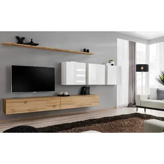 Braun Wohnwand Wohnzimmer Wandschrank Wand Regal Schrank Designer Einrichtung - Braun
