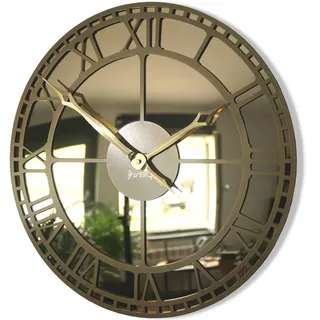 Metalluhr mit goldener Spiegelreflexion für Wohnzimmer, Schlafzimmer, Büro, 50 cm Durchmesser, modernes Design - Gold