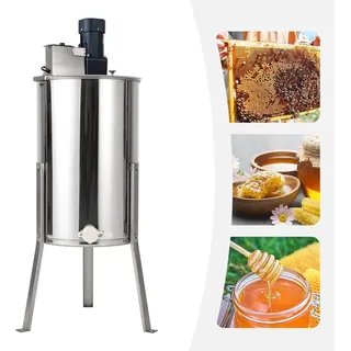 Elektrische Honigschleuder - Honigzentrifuge - 3 Waben - 140 W Motor - Drehzahl Einstellbar 0–370 U/min - EU-Stecker - 38×60 cm - Silber - Silber