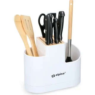 Alpina Küchenutensilien Halter Organizer Weiß 500 g Löffel Topf mit Messerhalter - Weiß