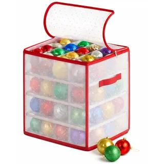 TK Gruppe Timo Klingler XXL Aufbewahrungstasche Box für sanfte Aufbewahrung von Weihnachtskugeln mit 66 Fächern Christbaumkugeln Weihnachtsdeko Tasche