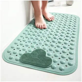 Moulaelos Duschmatte rutschfest, 90 x 60 cm rutschfeste Badematte mit Saugnäpfen, Duscheinlage Komfort Massage, Antirutschmatte Dusche Maschinenwaschbar, Grün